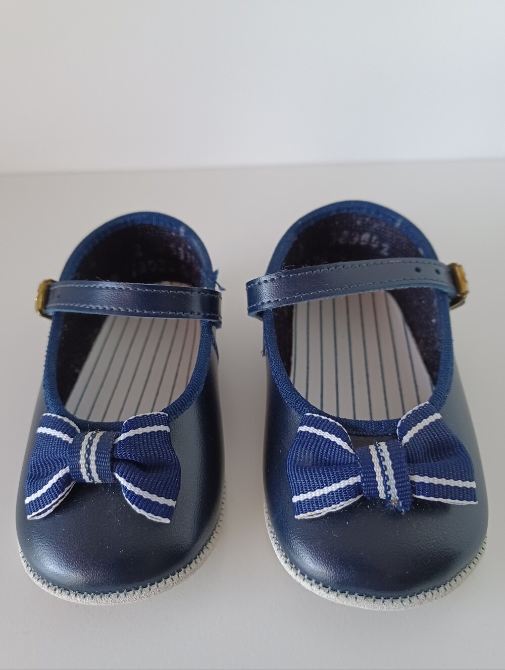 Vintage‎ 90s Baby Shoes Size 2 Blue And White With Bow Buckle Footwear Kids